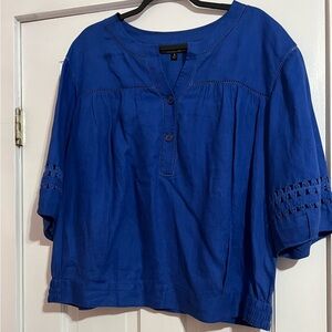 LAFAYETTE 148 NEW YORK • ROYAL BLUE • LINEN BLOUSE